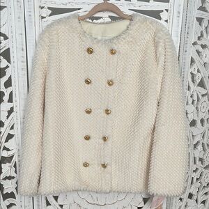 Elegant Old Money Cream Double-Breasted Women's Coat
